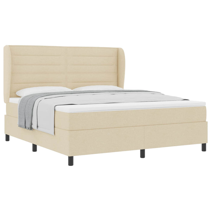 Pat cu arcuri cu saltea cu headboard Crem 180 x 200 cm țesătură - WALTI WALTI