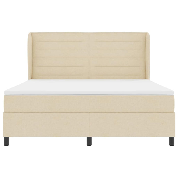 Pat cu arcuri cu saltea cu headboard Crem 180 x 200 cm țesătură - WALTI WALTI