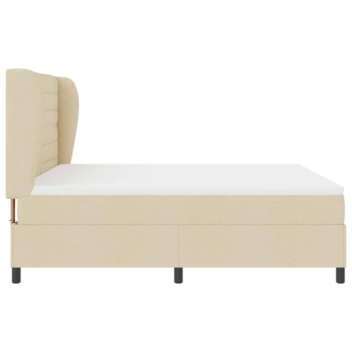 Pat cu arcuri cu saltea cu headboard Crem 180 x 200 cm țesătură - WALTI WALTI