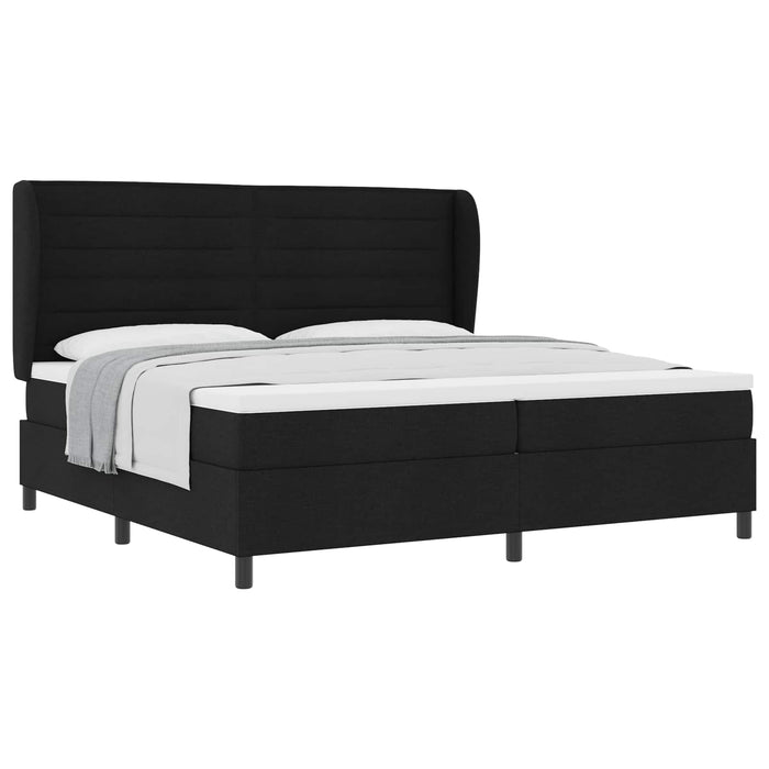 Pat cu arcuri cu saltea Negru 200 x 200 cm țesătură - WALTI WALTI