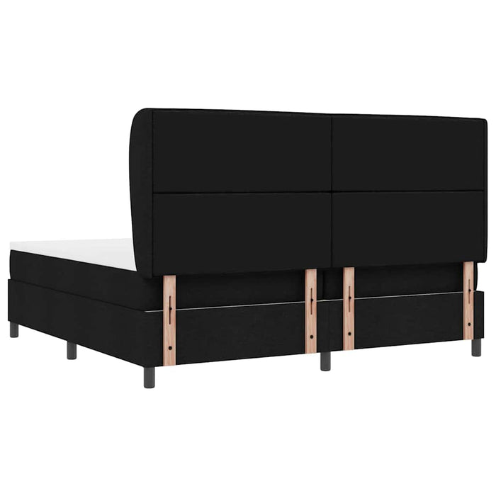 Pat cu arcuri cu saltea Negru 200 x 200 cm țesătură - WALTI WALTI