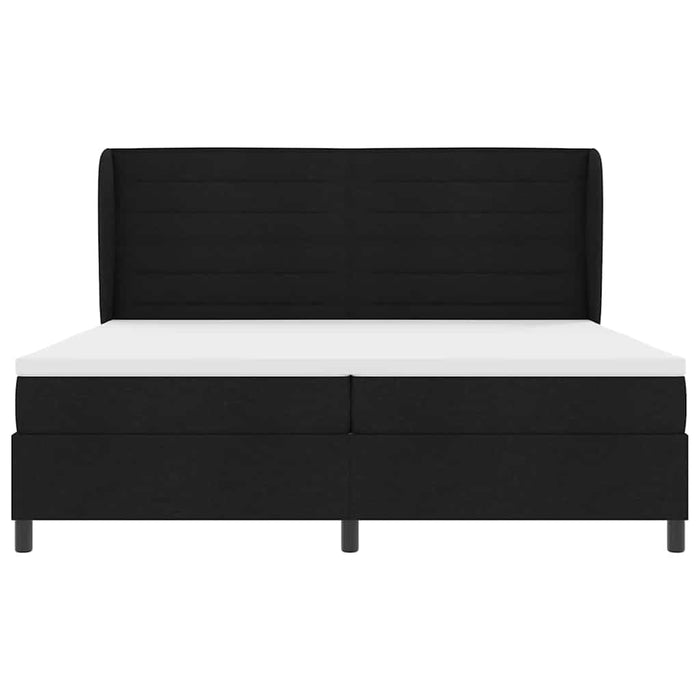 Pat cu arcuri cu saltea Negru 200 x 200 cm țesătură - WALTI WALTI