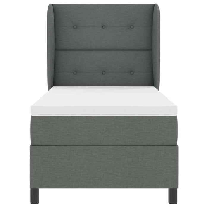 Pat cu arcuri cu headboard Gri închis 90 x 190 cm țesătură WALTI