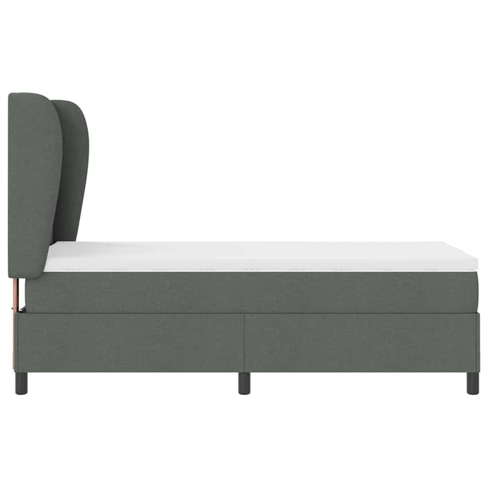 Pat cu arcuri cu headboard Gri închis 90 x 190 cm țesătură WALTI