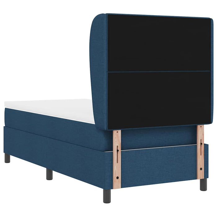 Pat cu arcuri cu headboard albastru 90 x 190 cm țesătură WALTI