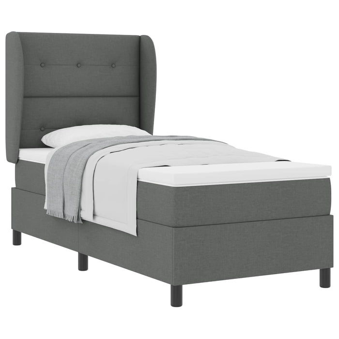 Pat cu arcuri cu headboard Gri închis 90 x 200 cm țesătură WALTI
