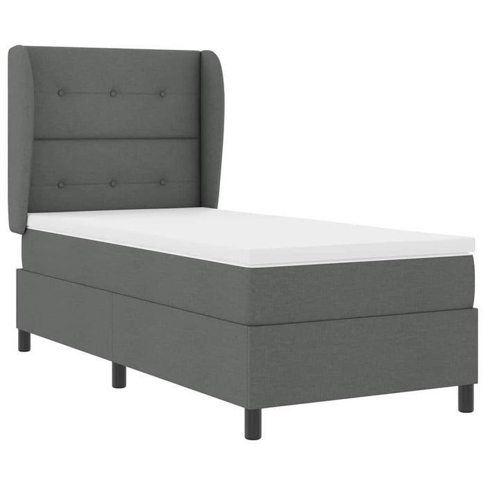 Pat cu arcuri cu headboard Gri închis 90 x 200 cm țesătură WALTI
