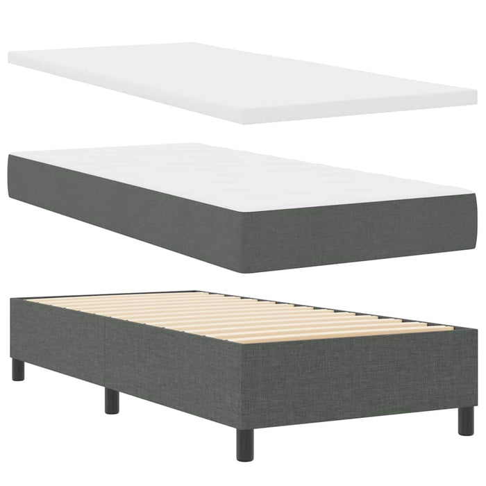 Pat cu arcuri cu headboard Gri închis 90 x 200 cm țesătură WALTI