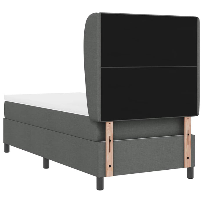 Pat cu arcuri cu headboard Gri închis 90 x 200 cm țesătură WALTI