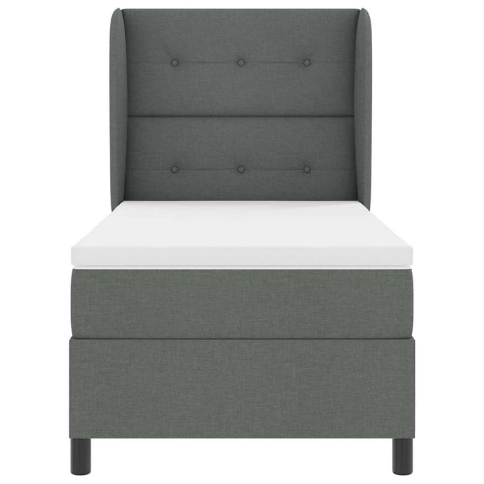 Pat cu arcuri cu headboard Gri închis 90 x 200 cm țesătură WALTI