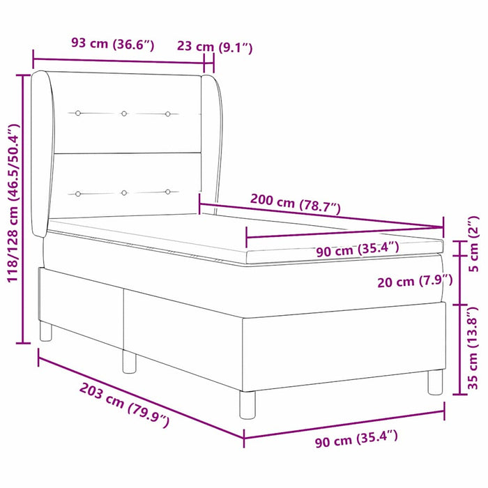 Pat cu arcuri cu headboard Gri închis 90 x 200 cm țesătură WALTI
