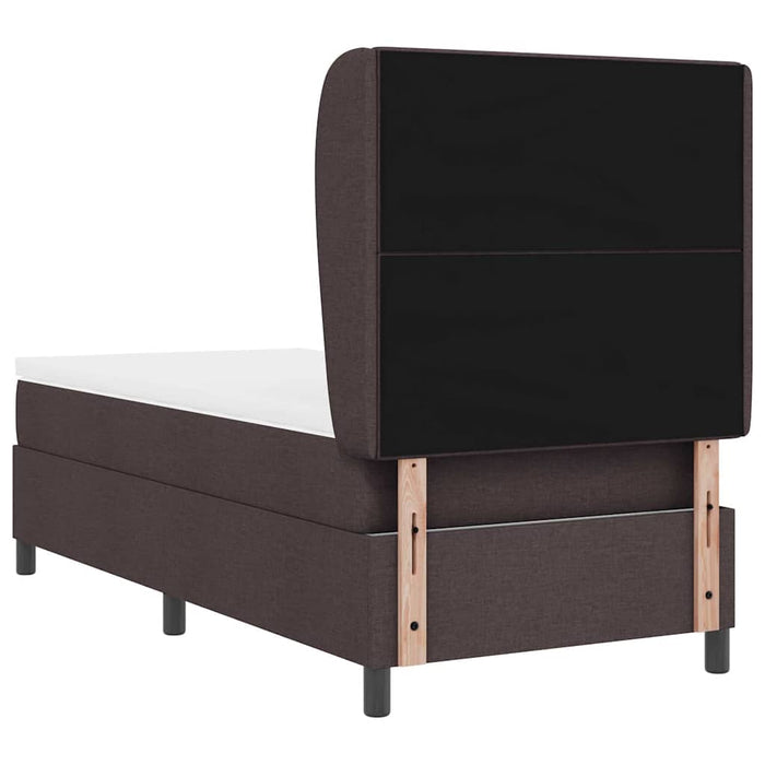 Pat cu arcuri cu headboard Maro închis 90 x 200 cm țesătură WALTI