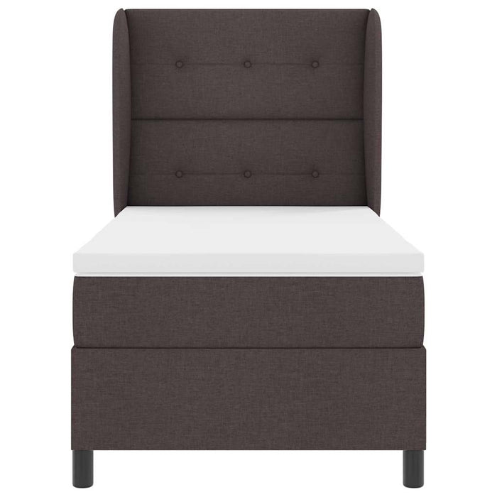 Pat cu arcuri cu headboard Maro închis 90 x 200 cm țesătură WALTI