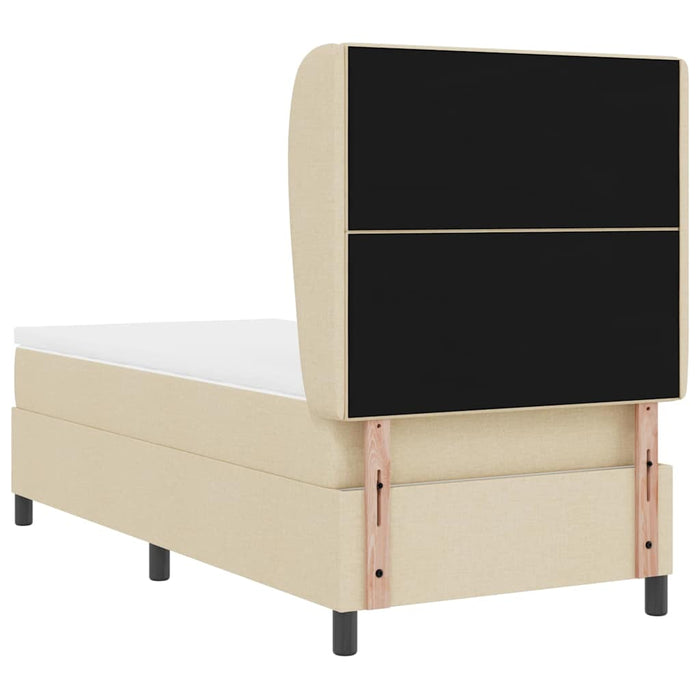 Pat cu arcuri cu saltea cu headboard Crem 90 x 200 cm țesătură - WALTI WALTI