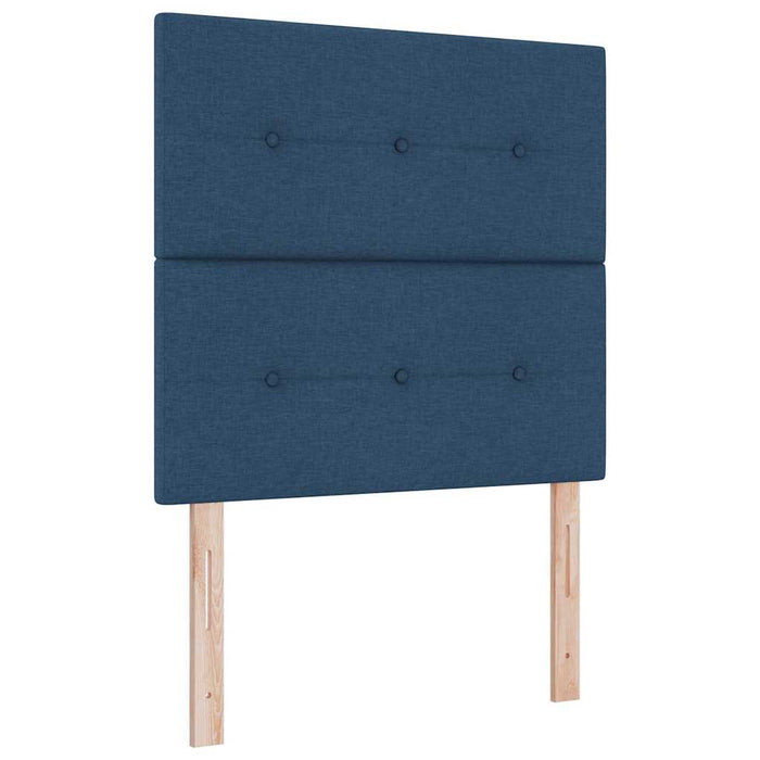 Pat cu arcuri cu headboard albastru 90 x 200 cm țesătură - WALTI WALTI