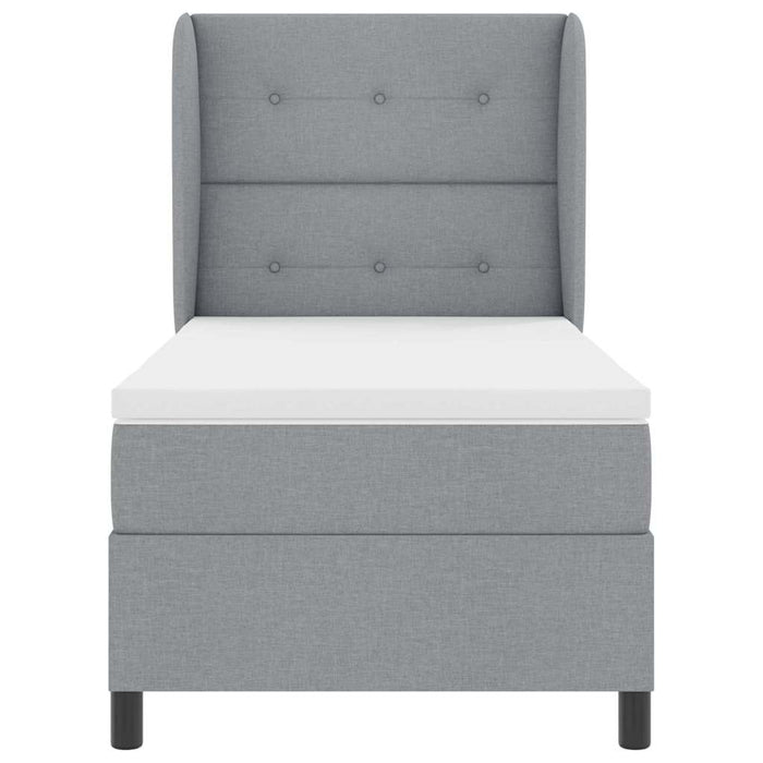 Pat cu arcuri cu headboard Gri deschis 100 x 200 cm țesătură - WALTI WALTI
