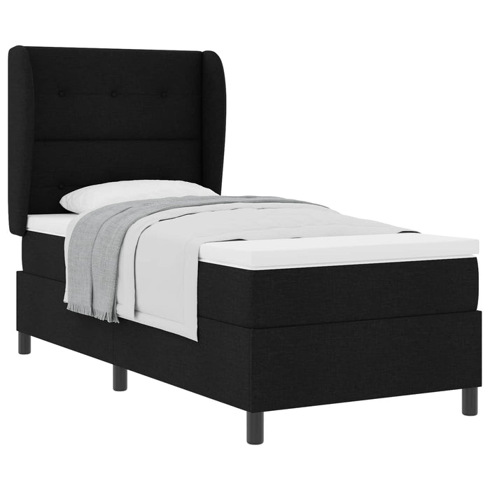 Pat cu arcuri cu headboard Negru 100 x 200 cm țesătură WALTI