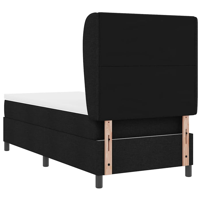 Pat cu arcuri cu headboard Negru 100 x 200 cm țesătură WALTI