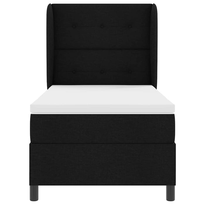 Pat cu arcuri cu headboard Negru 100 x 200 cm țesătură WALTI