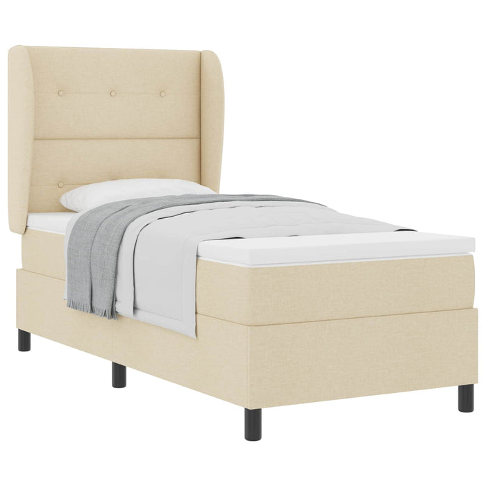 Pat cu arcuri cu saltea cu headboard Crem 100 x 200 cm țesătură - WALTI WALTI