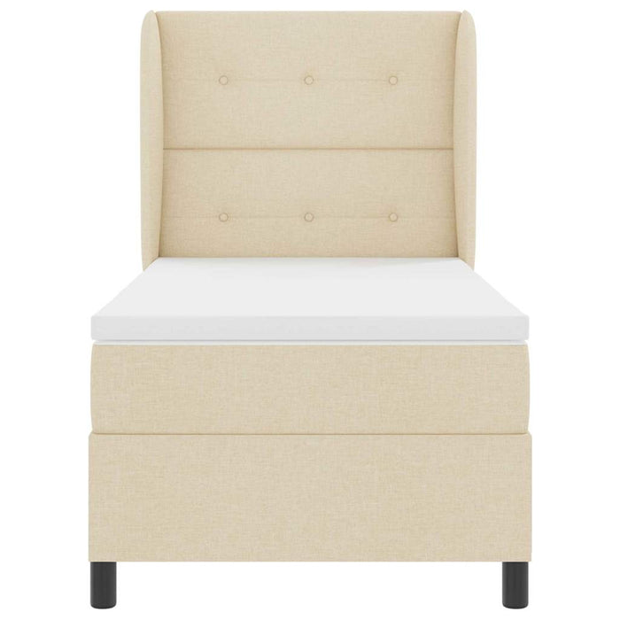 Pat cu arcuri cu saltea cu headboard Crem 100 x 200 cm țesătură - WALTI WALTI