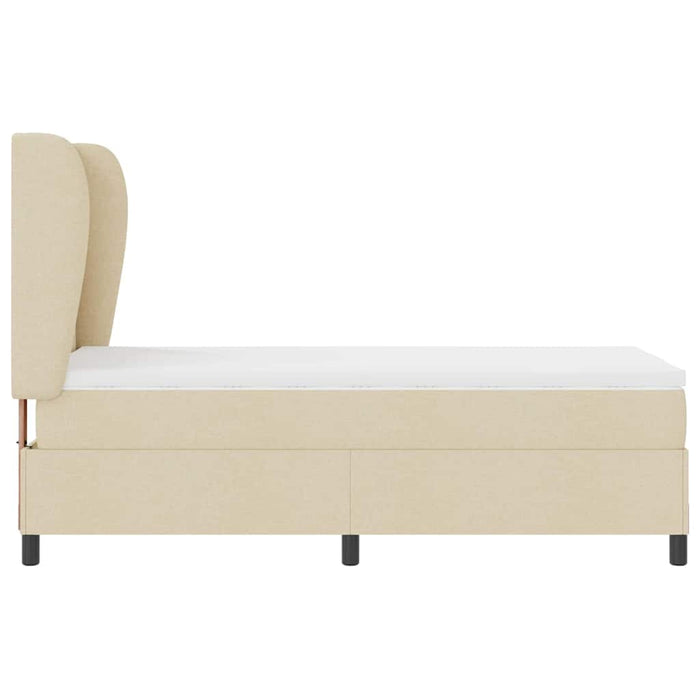 Pat cu arcuri cu saltea cu headboard Crem 100 x 200 cm țesătură - WALTI WALTI
