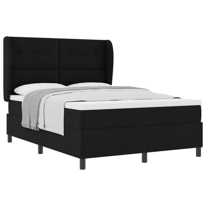 Pat cu arcuri cu saltea Negru 140 x 190 cm țesătură - WALTI WALTI