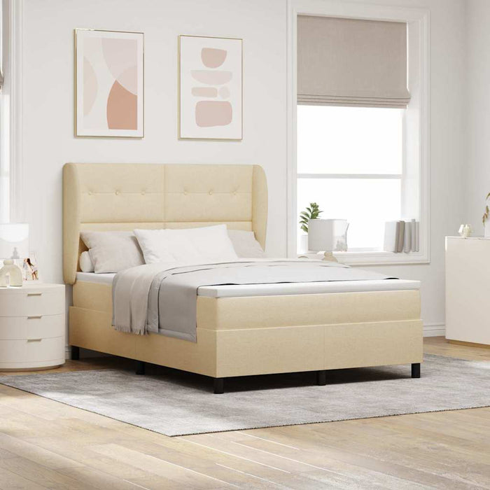 Pat cu arcuri cu saltea cu headboard Crem 140 x 200 cm țesătură - WALTI WALTI