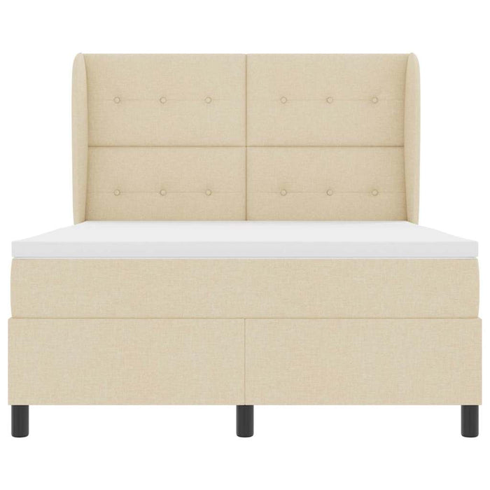 Pat cu arcuri cu saltea cu headboard Crem 140 x 200 cm țesătură - WALTI WALTI