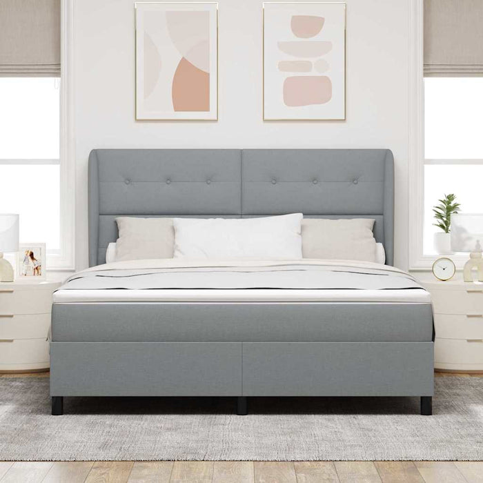 Pat cu arcuri cu saltea Gri deschis 180 x 200 cm țesătură - WALTI WALTI