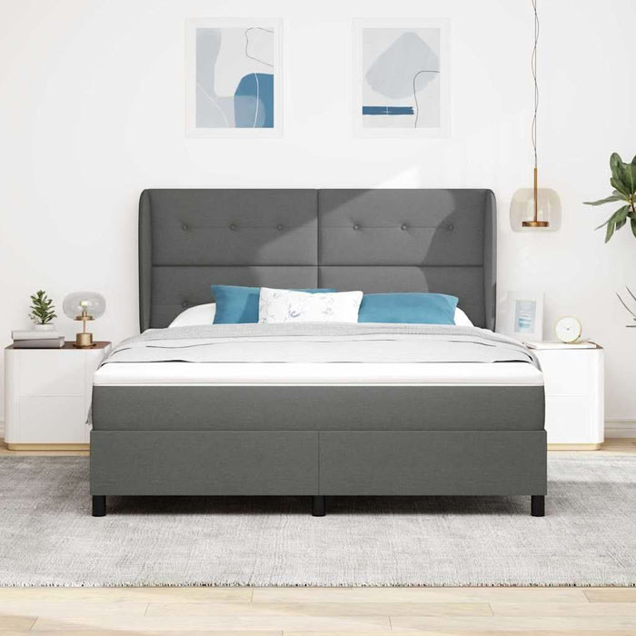 Pat cu arcuri cu headboard Gri închis 180 x 200 cm țesătură WALTI