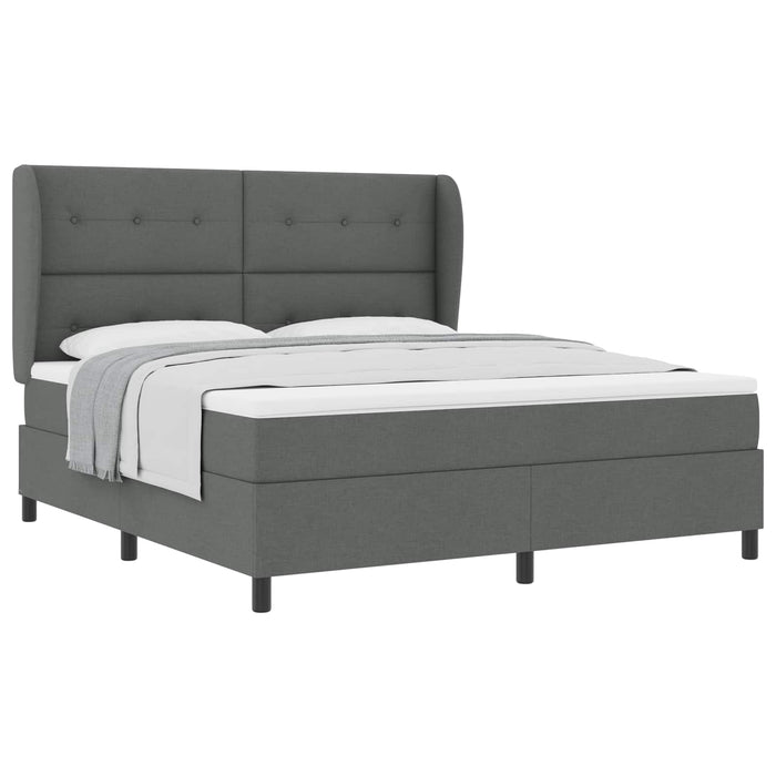 Pat cu arcuri cu headboard Gri închis 180 x 200 cm țesătură WALTI