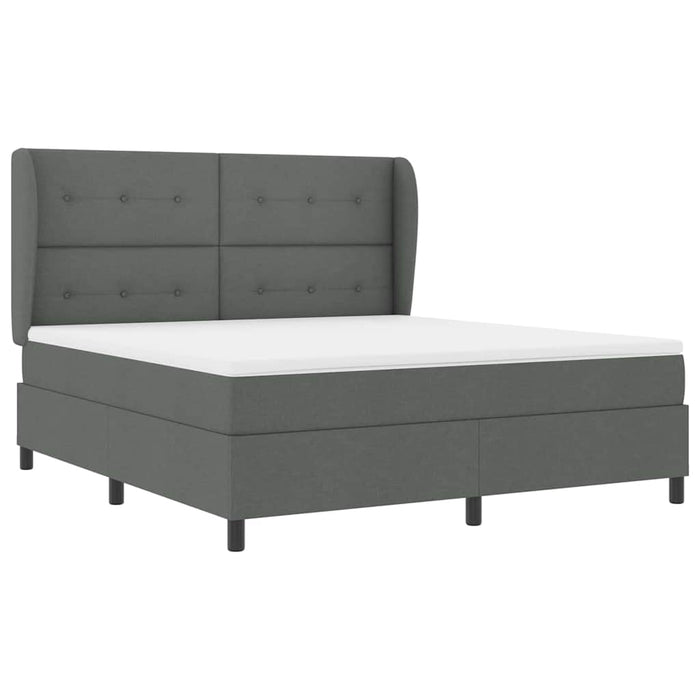 Pat cu arcuri cu headboard Gri închis 180 x 200 cm țesătură WALTI