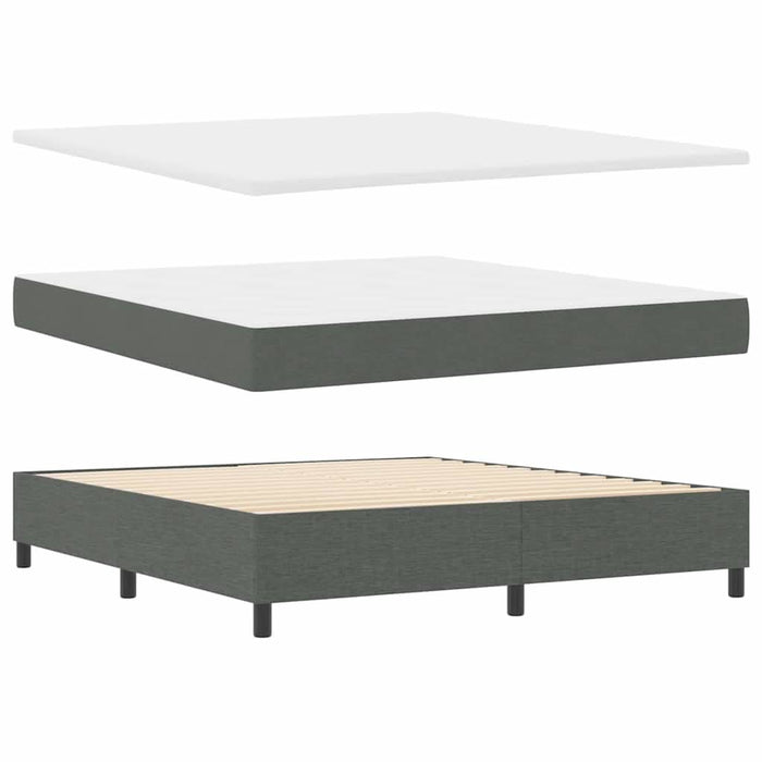 Pat cu arcuri cu headboard Gri închis 180 x 200 cm țesătură WALTI