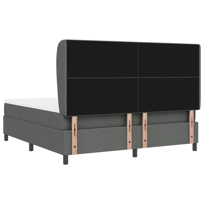 Pat cu arcuri cu headboard Gri închis 180 x 200 cm țesătură WALTI