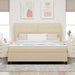 Pat cu arcuri cu saltea cu headboard Crem 180 x 200 cm țesătură - WALTI WALTI