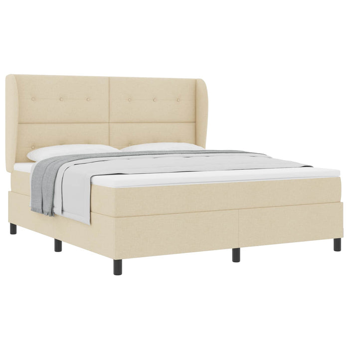 Pat cu arcuri cu saltea cu headboard Crem 180 x 200 cm țesătură - WALTI WALTI