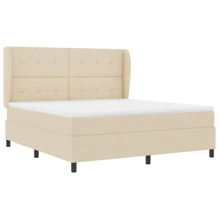 Pat cu arcuri cu saltea cu headboard Crem 180 x 200 cm țesătură - WALTI WALTI