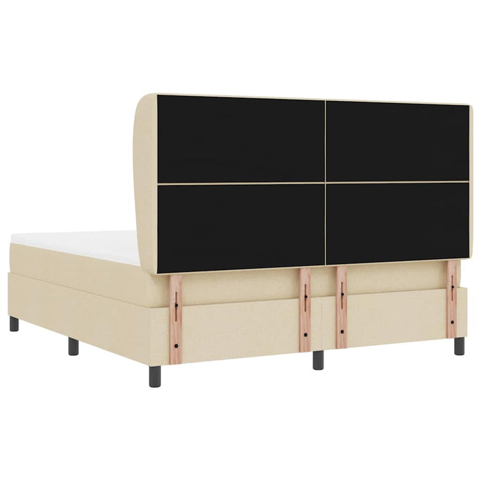 Pat cu arcuri cu saltea cu headboard Crem 180 x 200 cm țesătură - WALTI WALTI