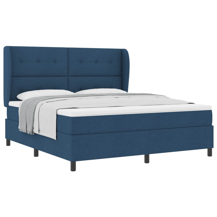 Pat cu arcuri cu headboard albastru 180 x 200 cm țesătură - WALTI WALTI