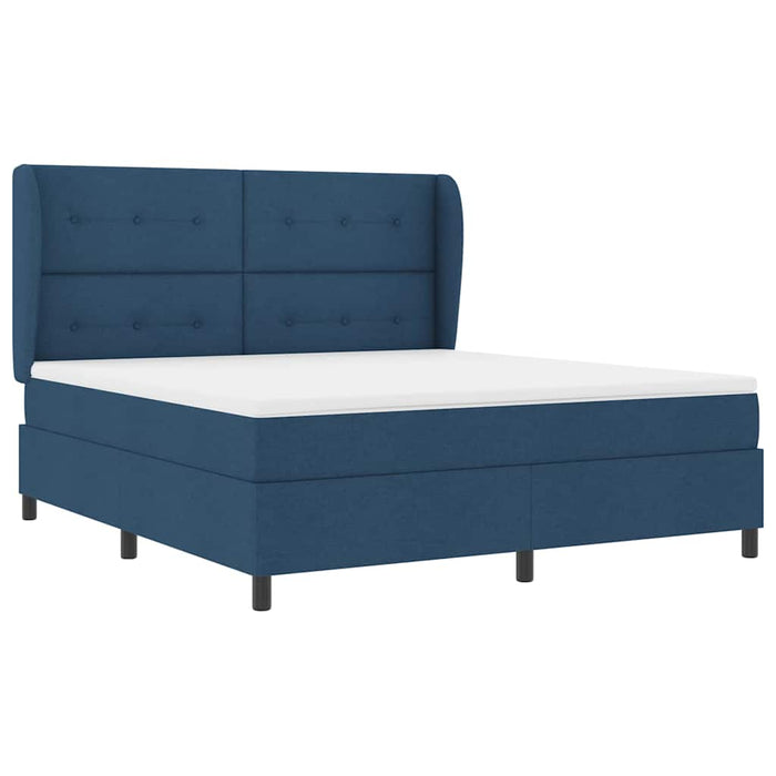 Pat cu arcuri cu headboard albastru 180 x 200 cm țesătură - WALTI WALTI