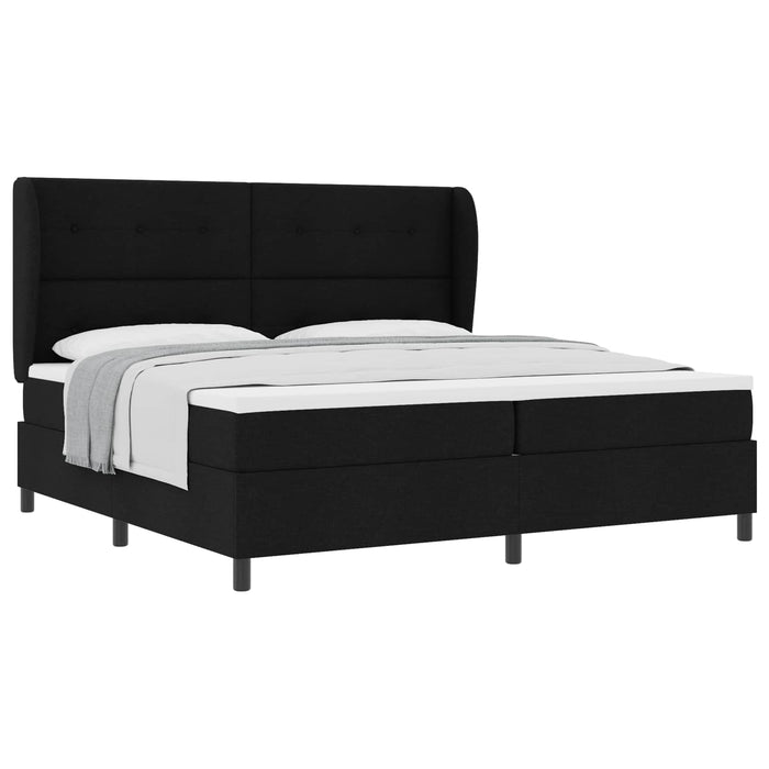 Pat cu arcuri cu headboard Negru 200 x 200 cm țesătură - WALTI WALTI