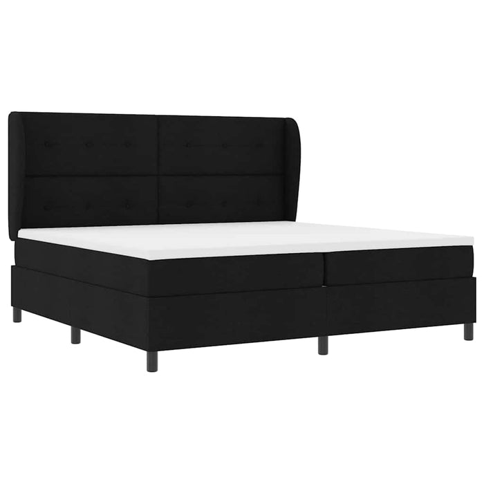 Pat cu arcuri cu headboard Negru 200 x 200 cm țesătură - WALTI WALTI