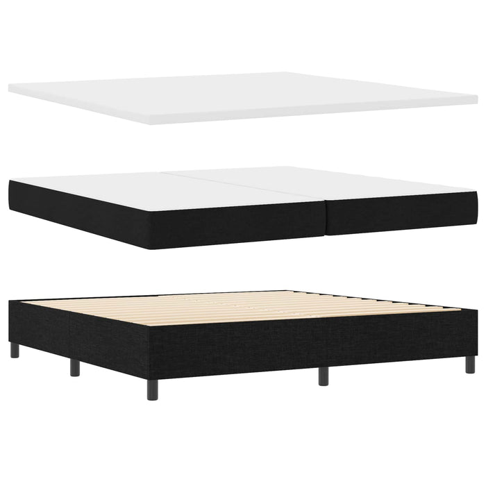 Pat cu arcuri cu headboard Negru 200 x 200 cm țesătură - WALTI WALTI