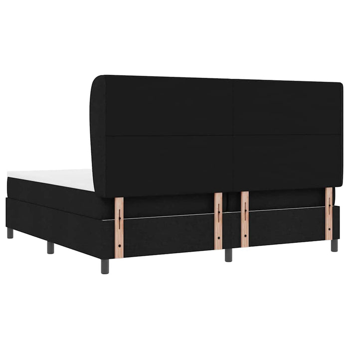 Pat cu arcuri cu headboard Negru 200 x 200 cm țesătură - WALTI WALTI