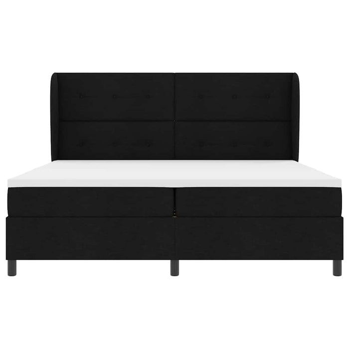 Pat cu arcuri cu headboard Negru 200 x 200 cm țesătură - WALTI WALTI
