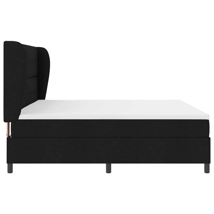 Pat cu arcuri cu headboard Negru 200 x 200 cm țesătură - WALTI WALTI