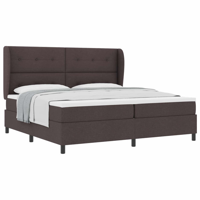 Pat cu arcuri cu headboard Maro închis 200 x 200 cm țesătură WALTI