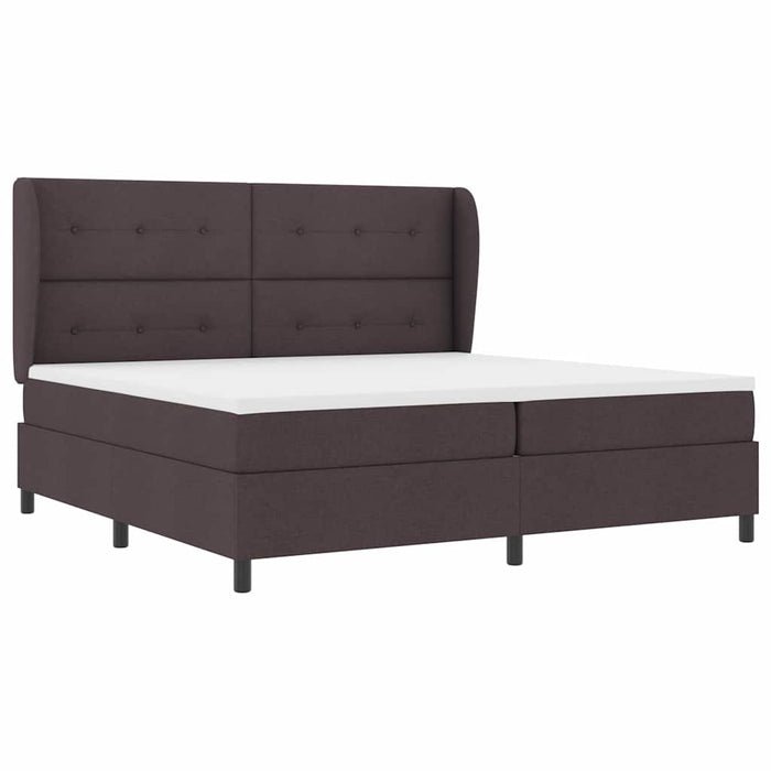 Pat cu arcuri cu headboard Maro închis 200 x 200 cm țesătură WALTI
