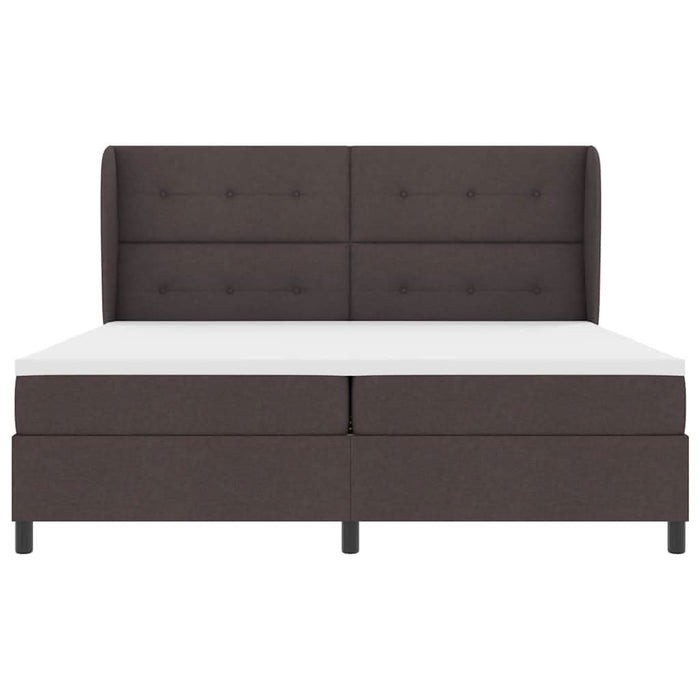 Pat cu arcuri cu headboard Maro închis 200 x 200 cm țesătură WALTI